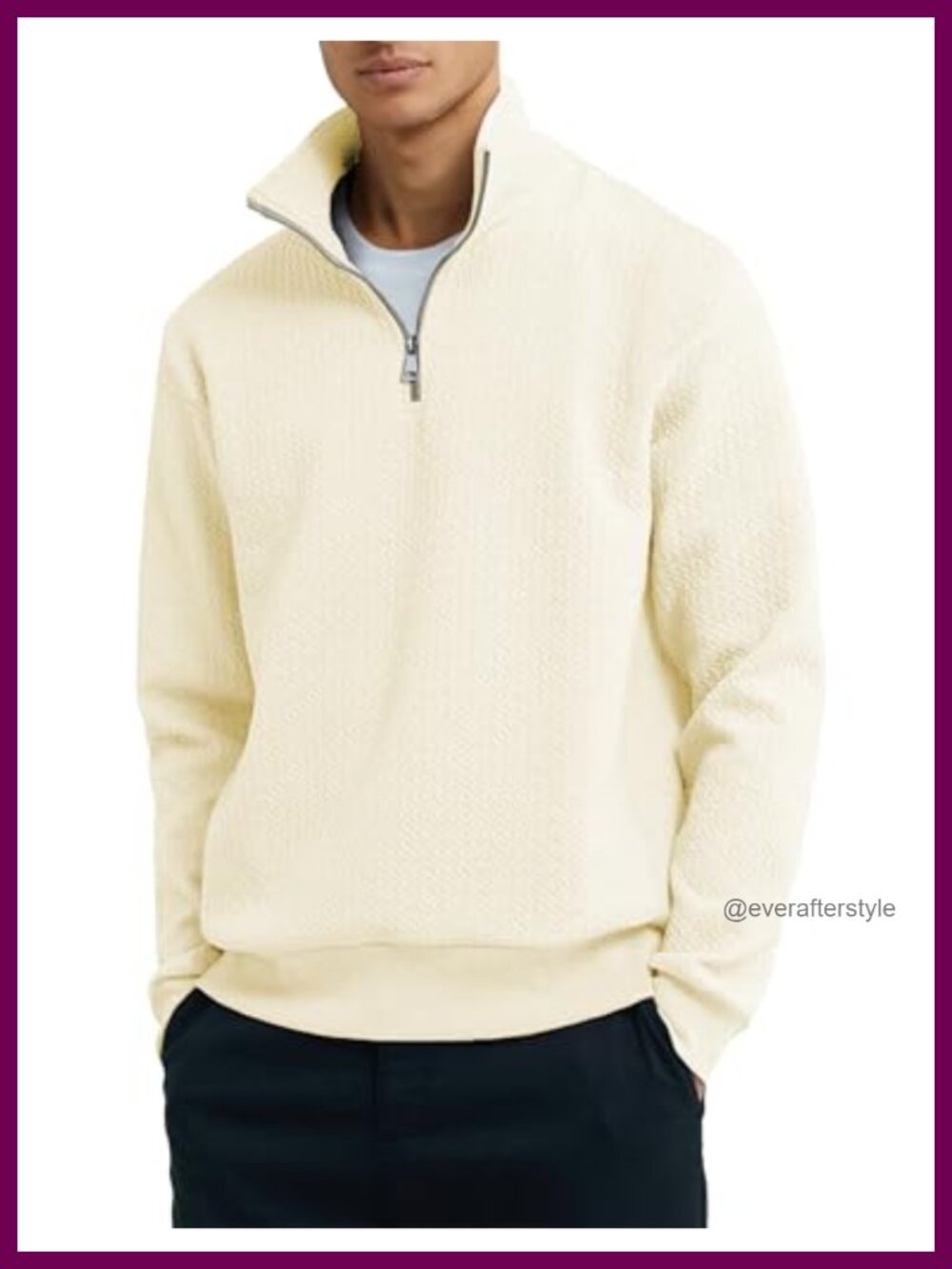 Dokotoo Men Quarter Zip Sweatshirt Mock Neck Textured Pullover